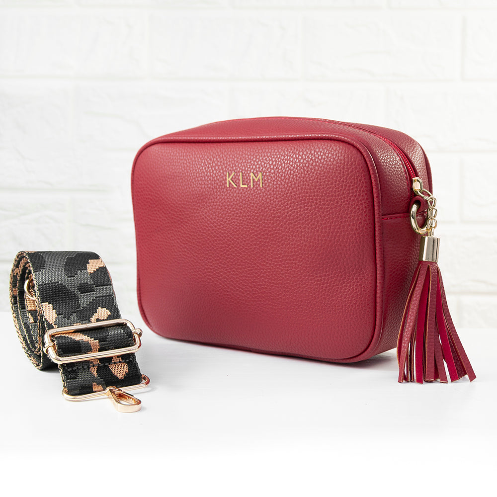 Personalised Luxury Crossbody Bag in Red