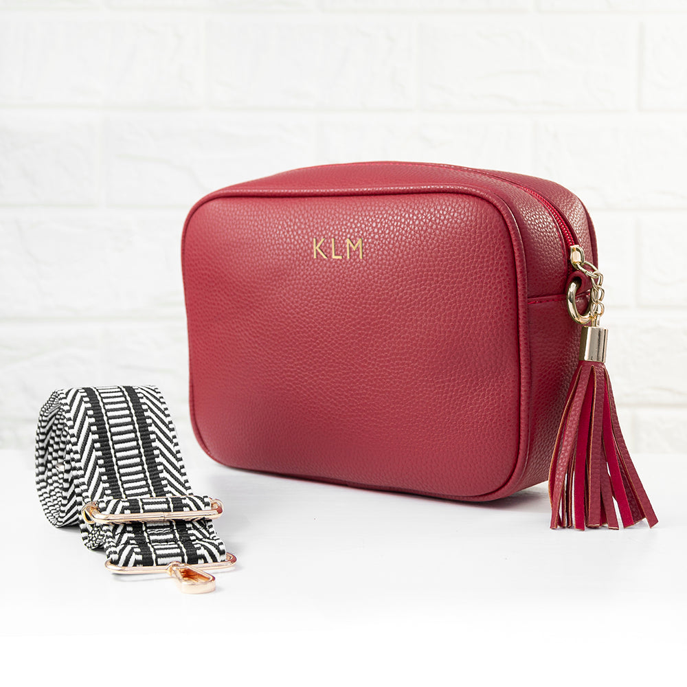 Personalised Luxury Crossbody Bag in Red