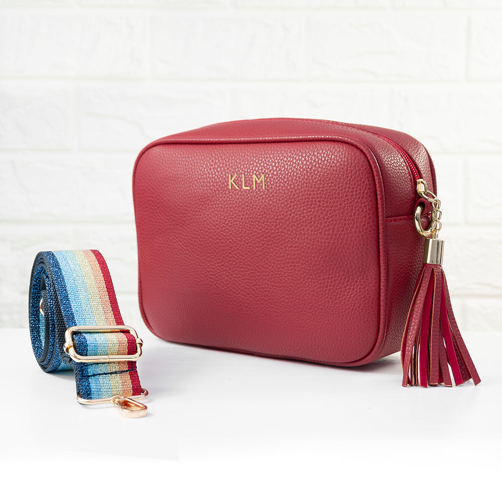 Personalised Luxury Crossbody Bag in Red
