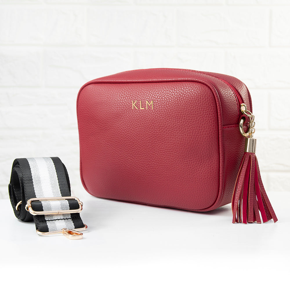 Personalised Luxury Crossbody Bag in Red