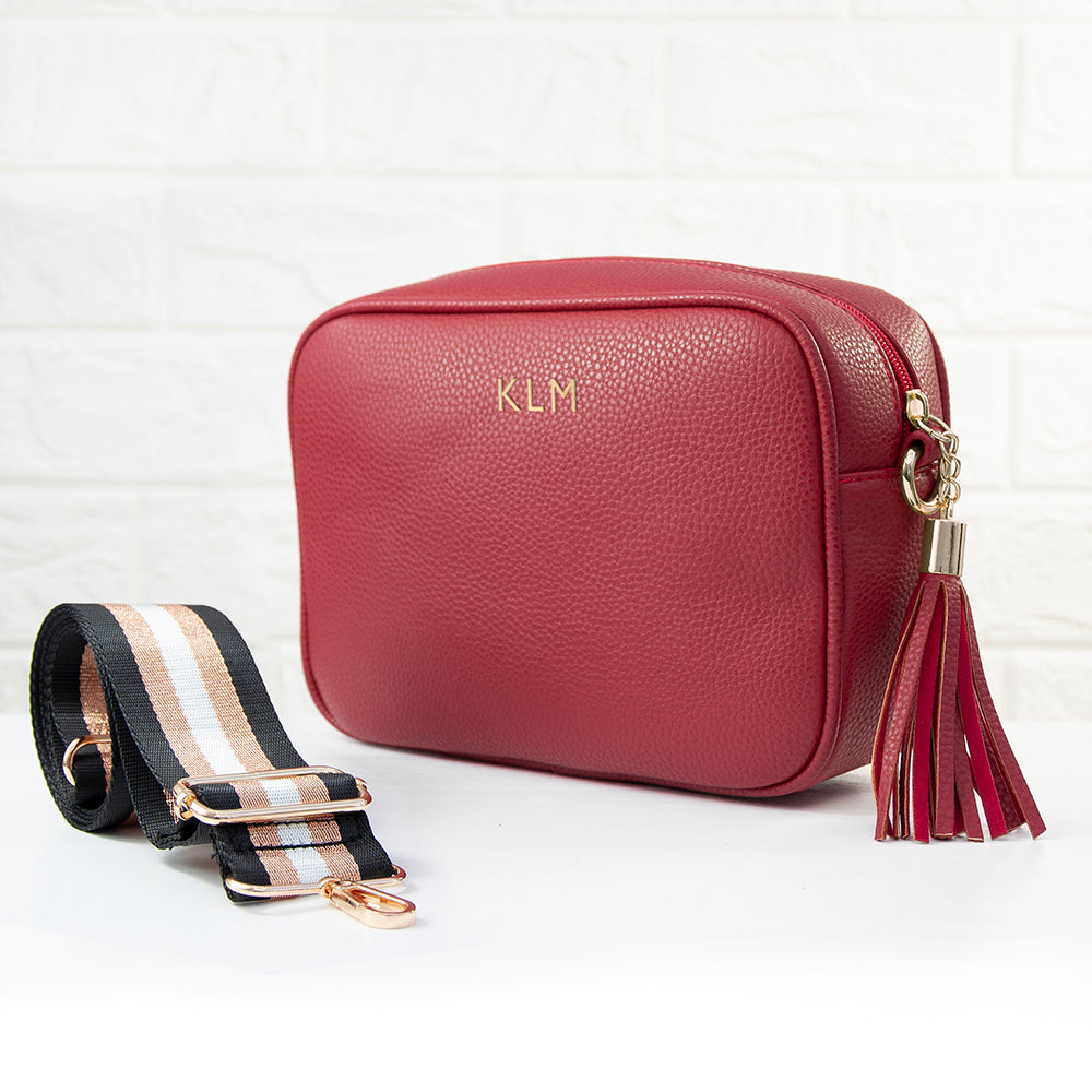Personalised Luxury Crossbody Bag in Red