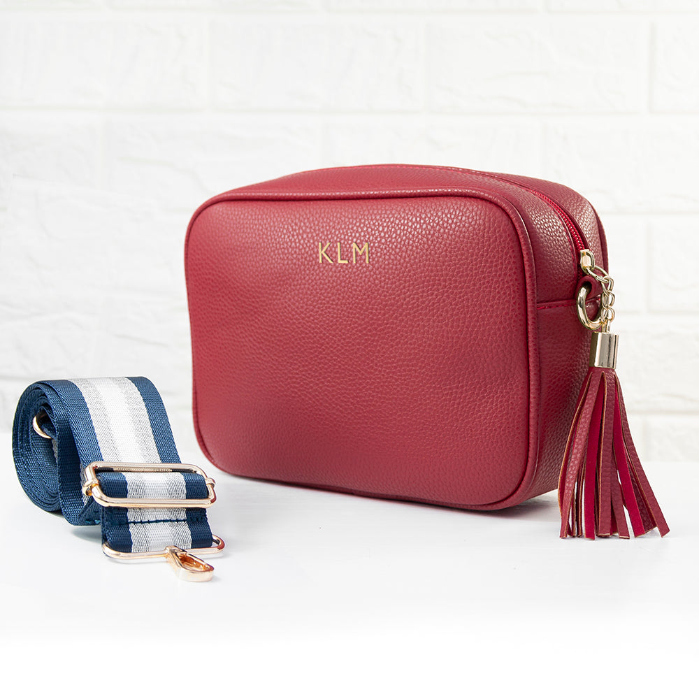 Personalised Luxury Crossbody Bag in Red