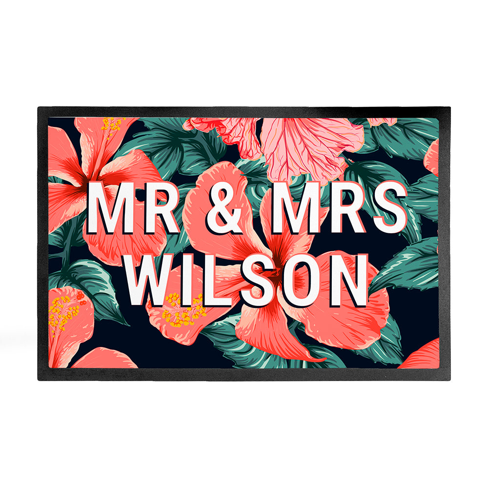 Personalised Tropical Flower Doormat