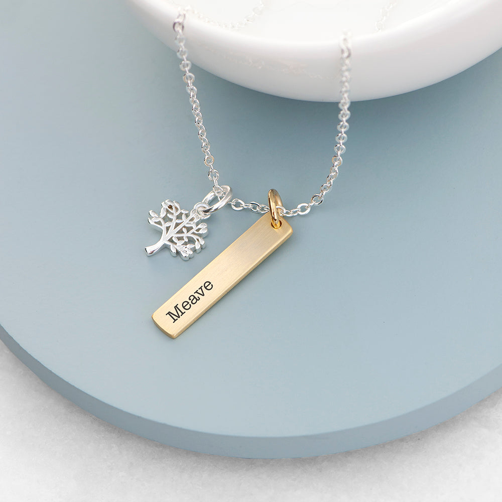 Personalised Tree of Life Vertical Bar Necklace