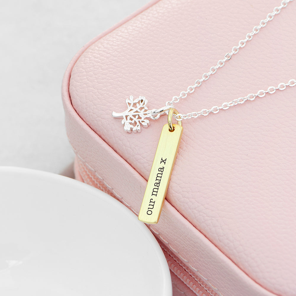 Personalised Tree of Life Vertical Bar Necklace