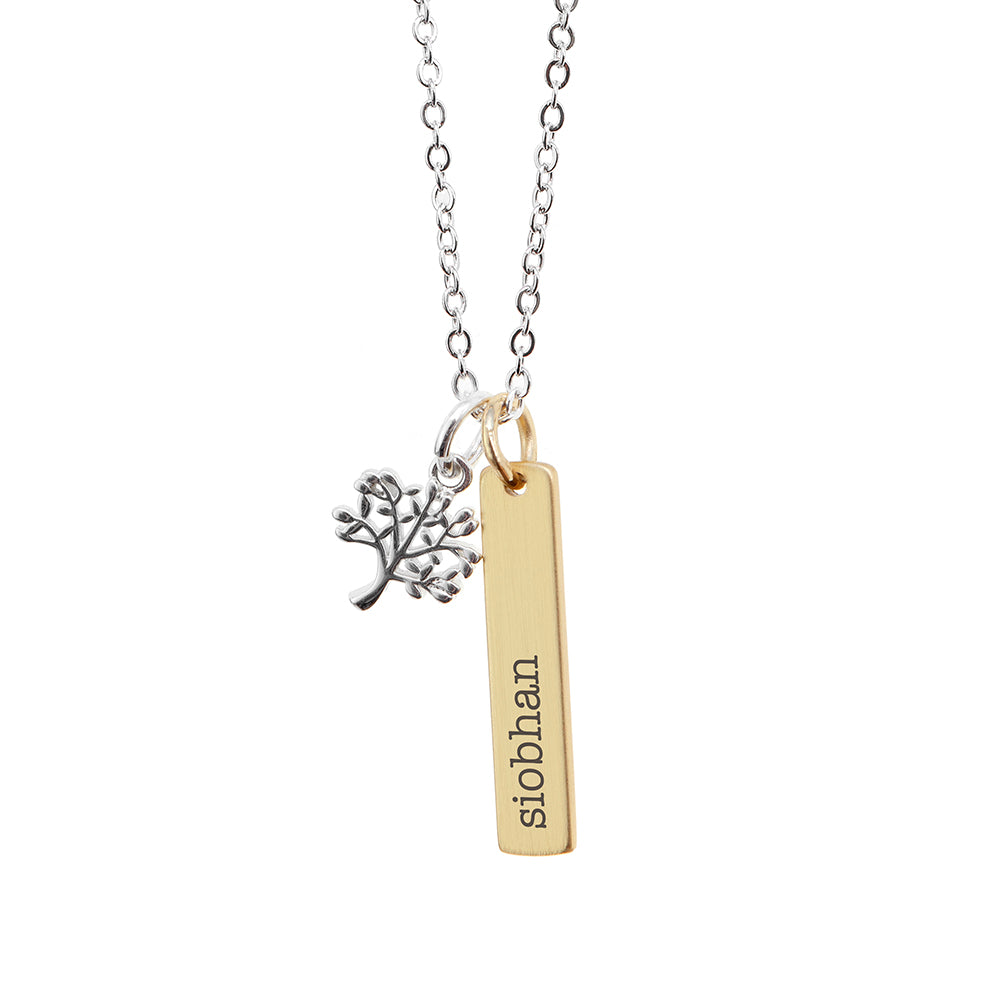 Personalised Tree of Life Vertical Bar Necklace