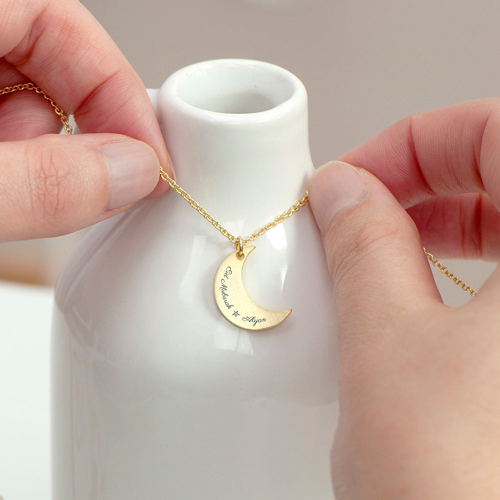 Personalised Eid Mubarak Crescent Moon Necklace