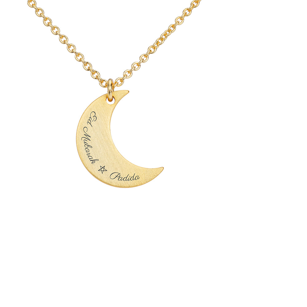 Personalised Eid Mubarak Crescent Moon Necklace
