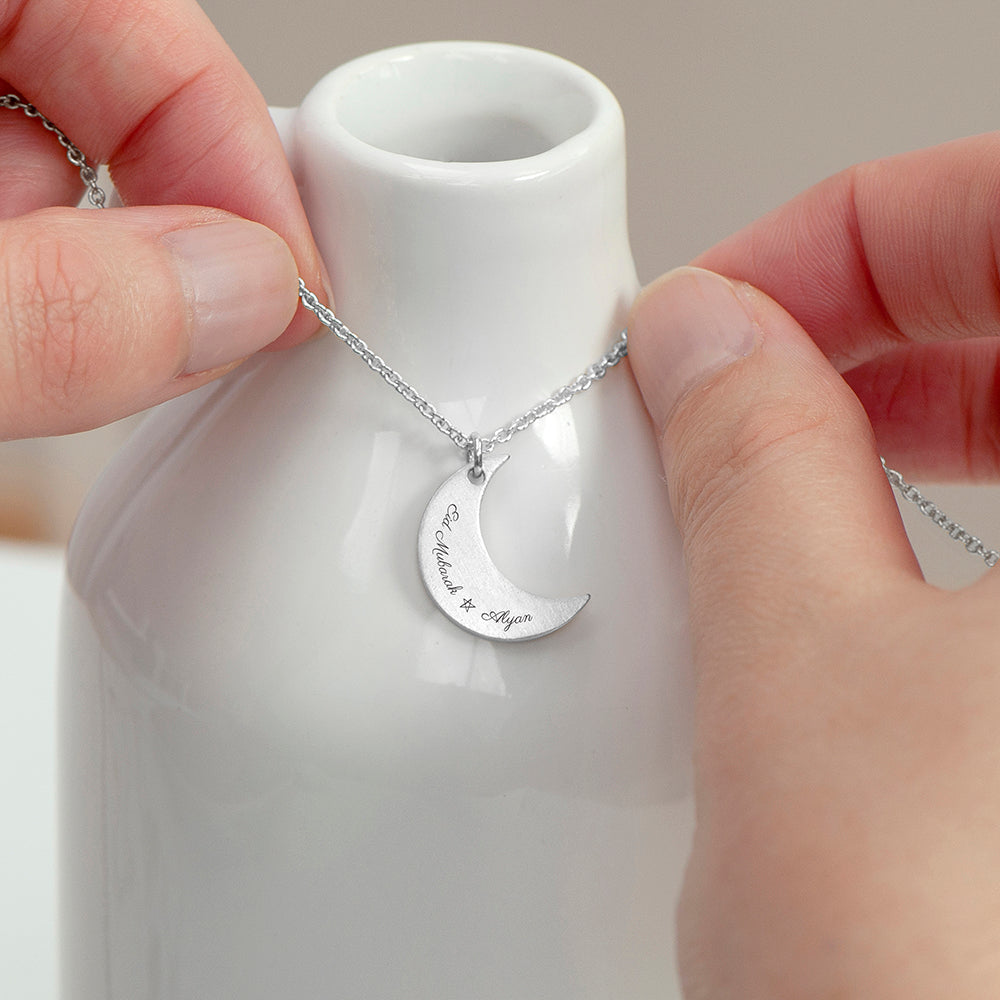 Personalised Eid Mubarak Crescent Moon Necklace