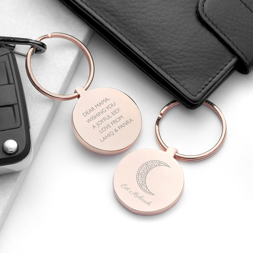 Personalised Eid Mubarak Round Keyring