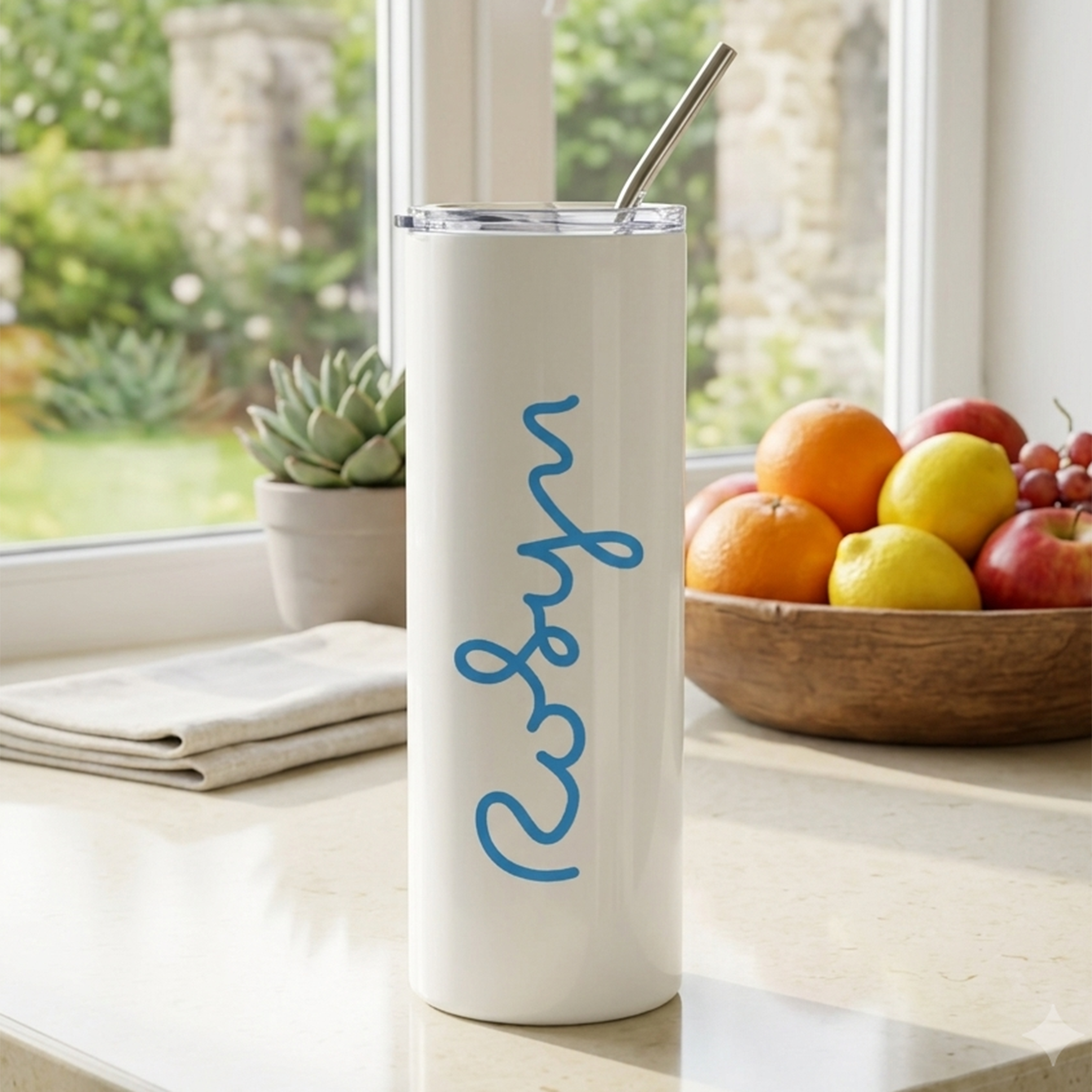 Personalised Summer Island Tumbler - Blue