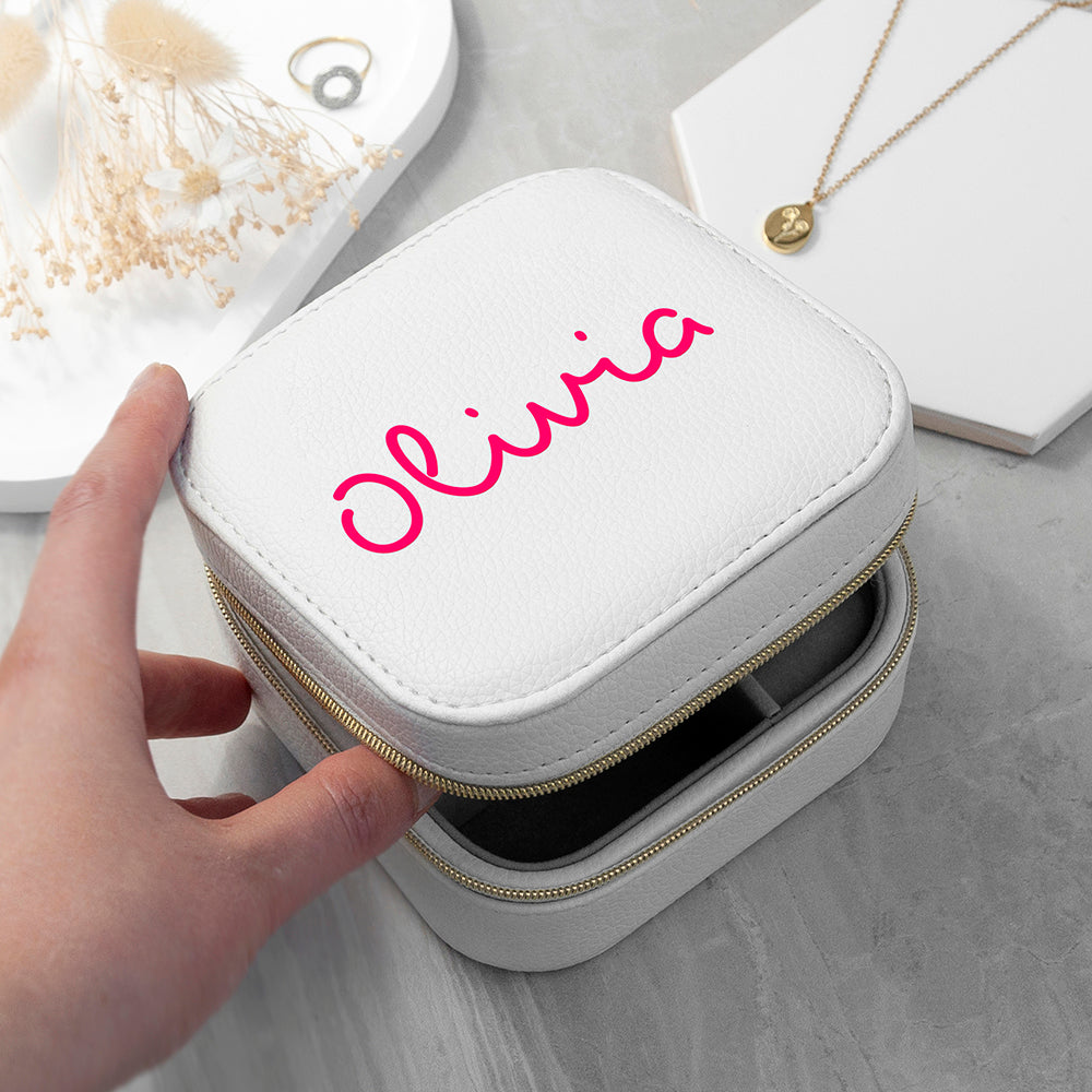 Personalised Summer Style White Jewellery Case - Pink