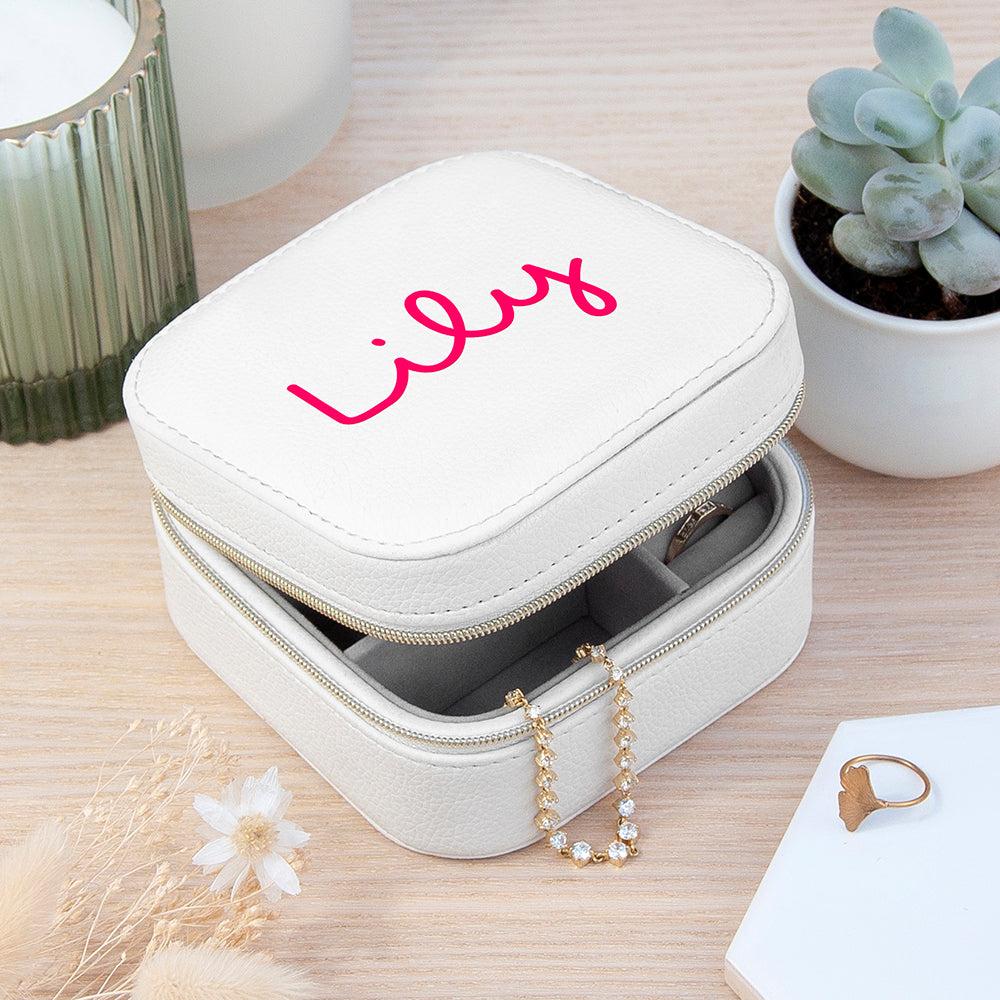 Personalised Summer Style White Jewellery Case - Pink