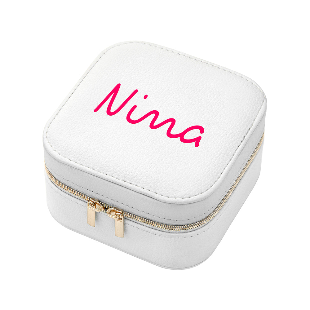 Personalised Summer Style White Jewellery Case - Pink