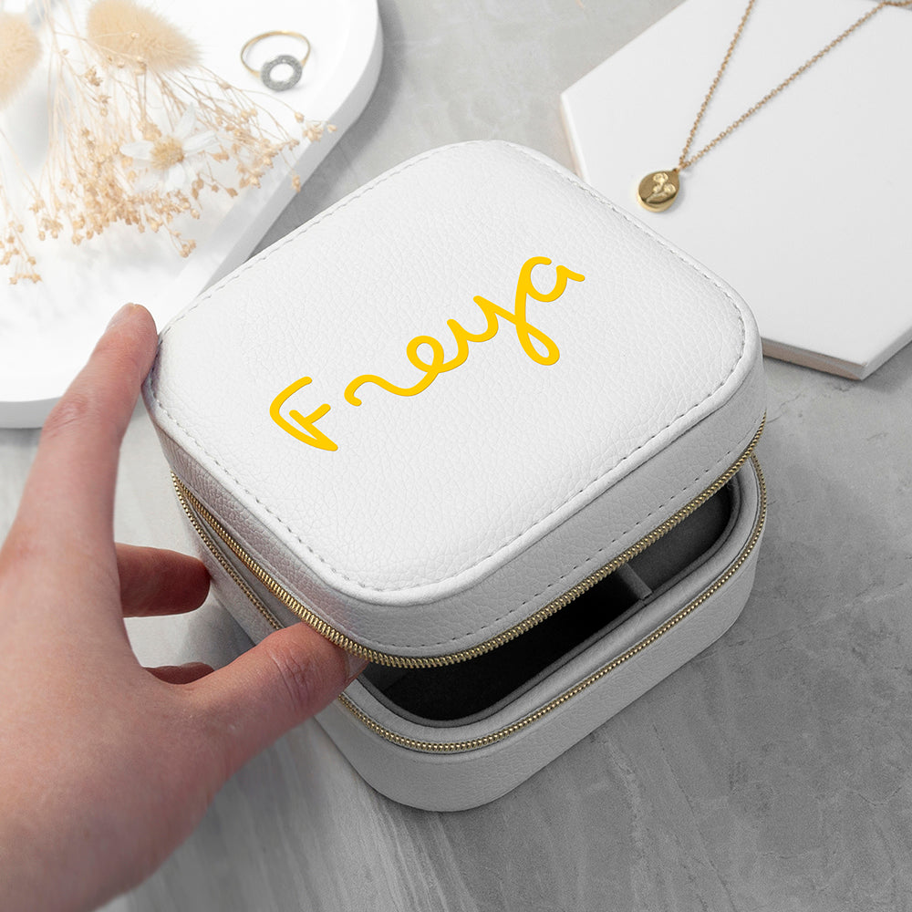 Personalised Summer Style White Jewellery Case - Yellow