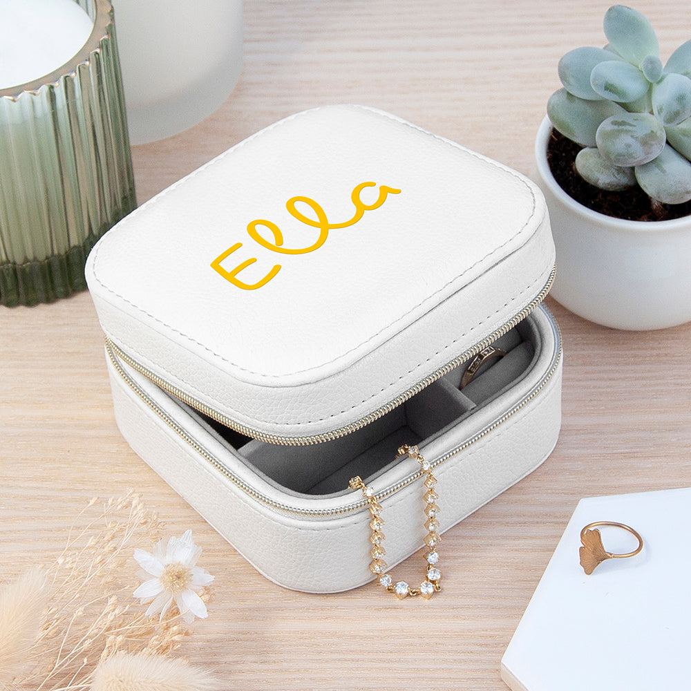 Personalised Summer Style White Jewellery Case - Yellow