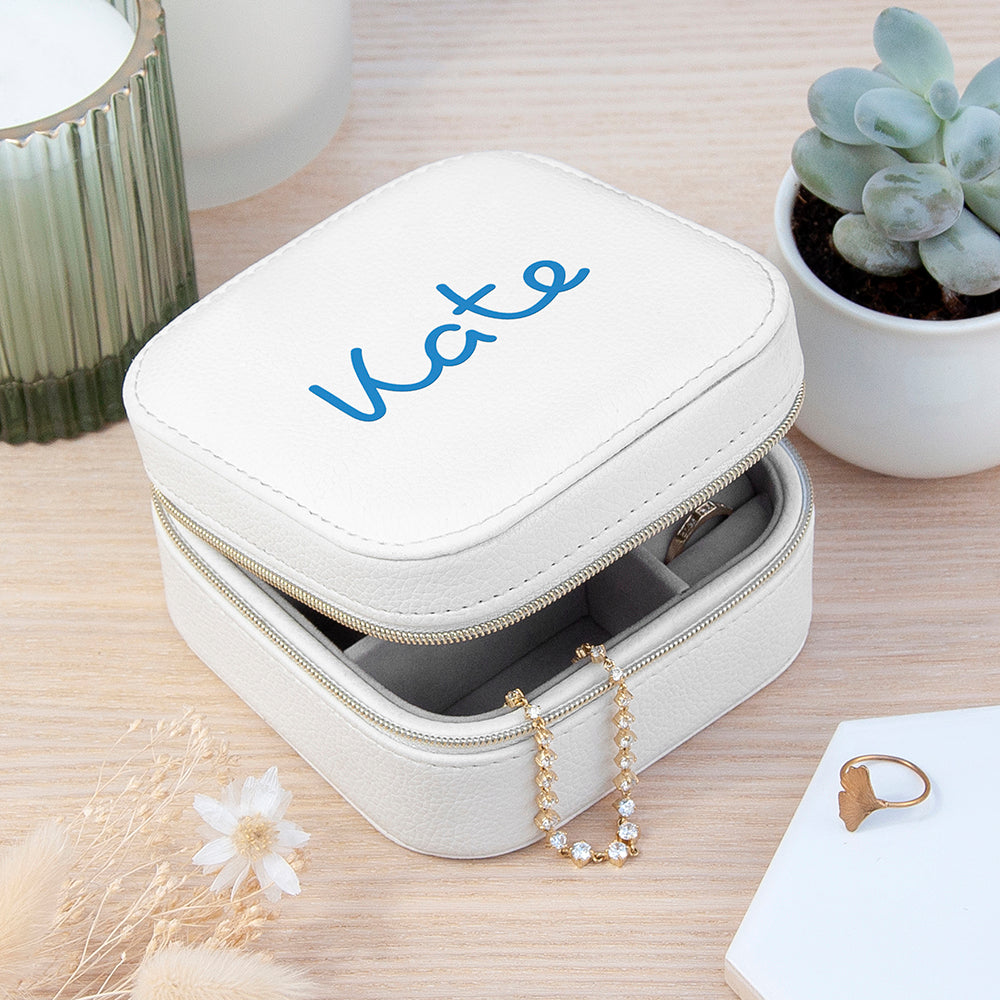 Personalised Summer Style White Jewellery Case - Blue