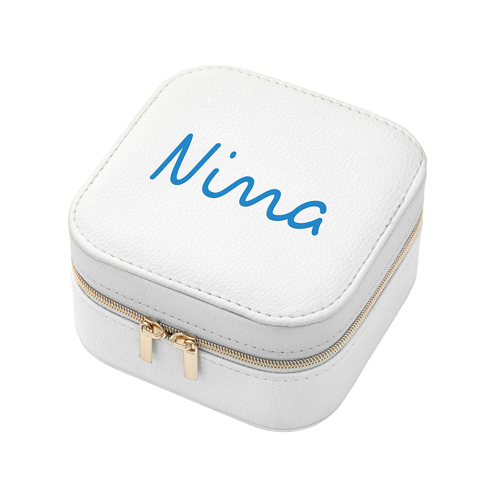 Personalised Summer Style White Jewellery Case - Blue