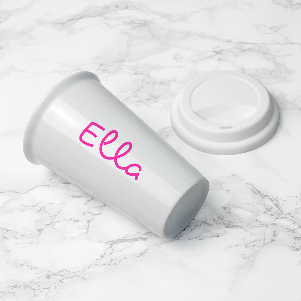 Personalised Summer Style Ceramic Travel Mug - Pink