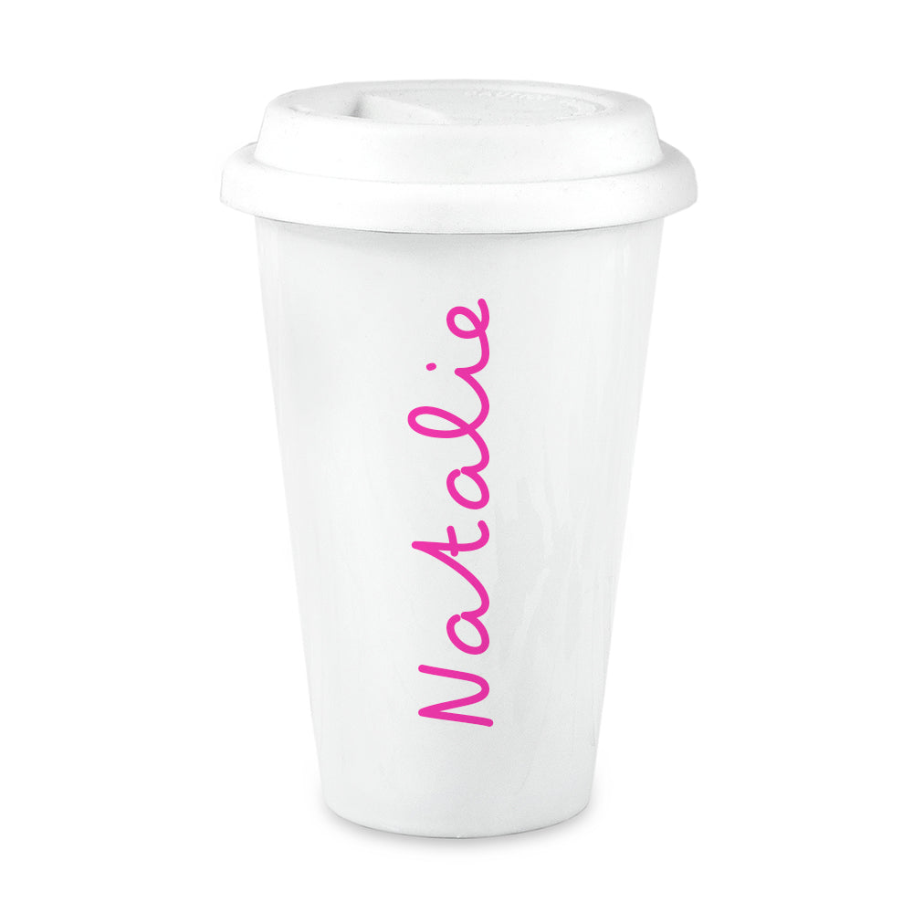 Personalised Summer Style Ceramic Travel Mug - Pink