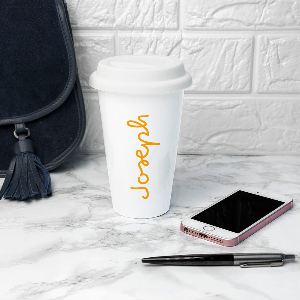 Personalised Summer Style Ceramic Travel Mug - Yellow