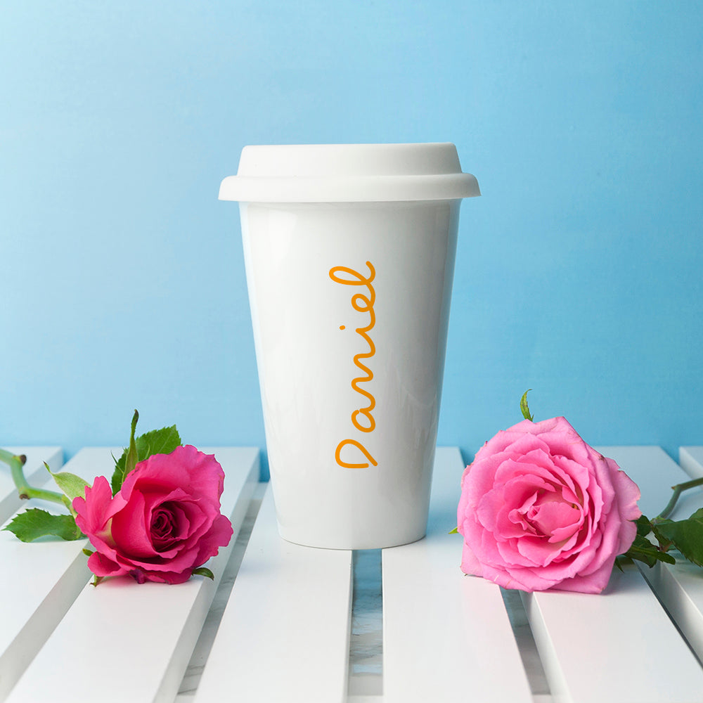 Personalised Summer Style Ceramic Travel Mug - Yellow