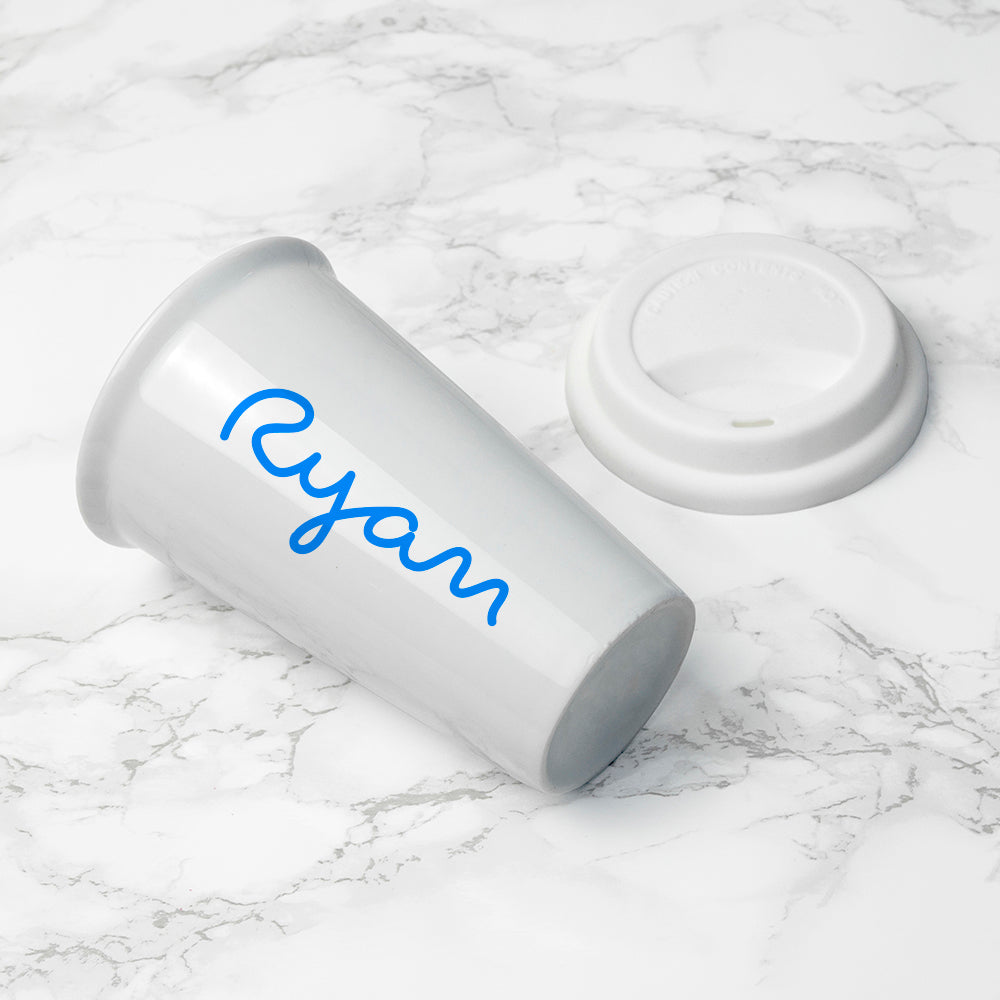 Personalised Summer Style Ceramic Travel Mug - Blue