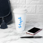 Personalised Summer Style Ceramic Travel Mug - Blue
