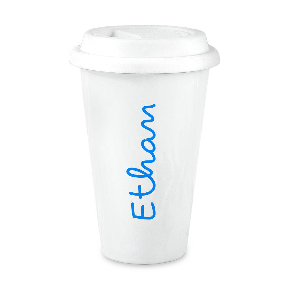 Personalised Summer Style Ceramic Travel Mug - Blue