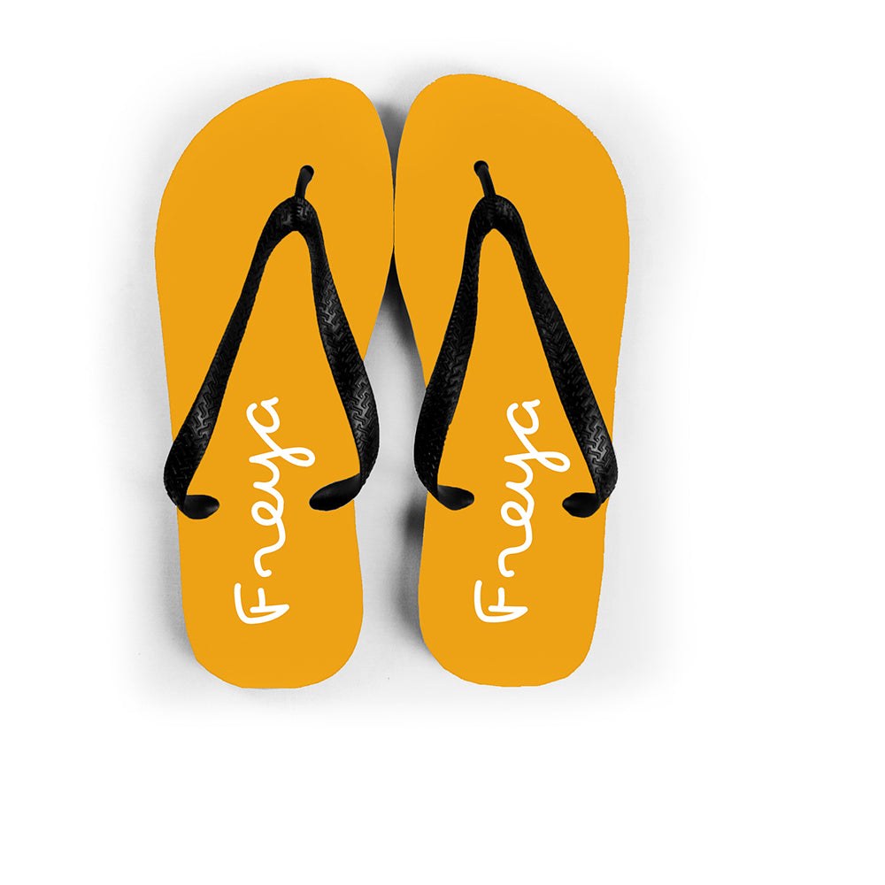 Personalised Summer Style Flip Flops - Large - Yellow