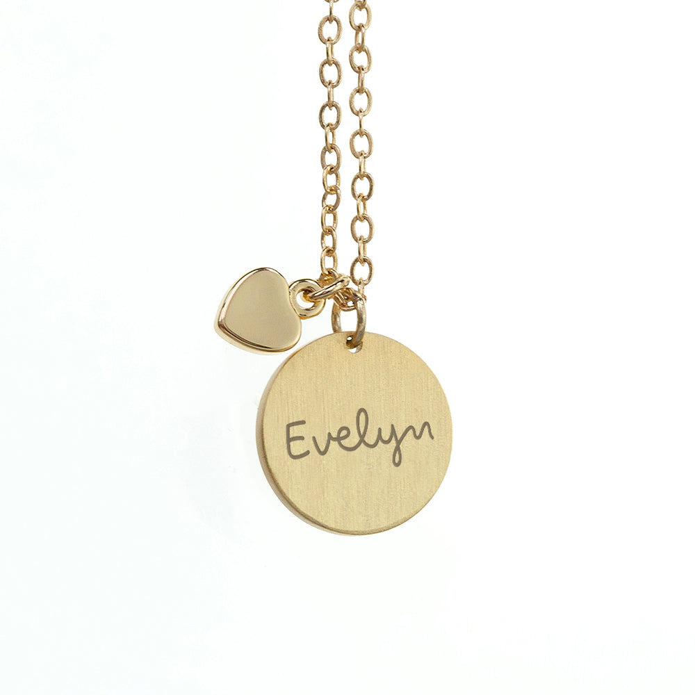 Personalised Summer Style Heart and Disc Necklace - Gold