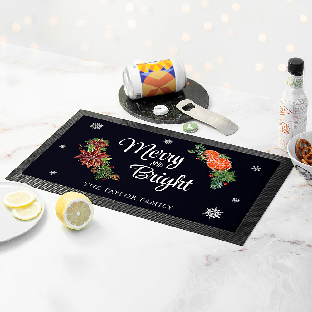 Personalised Floral Bar Mat