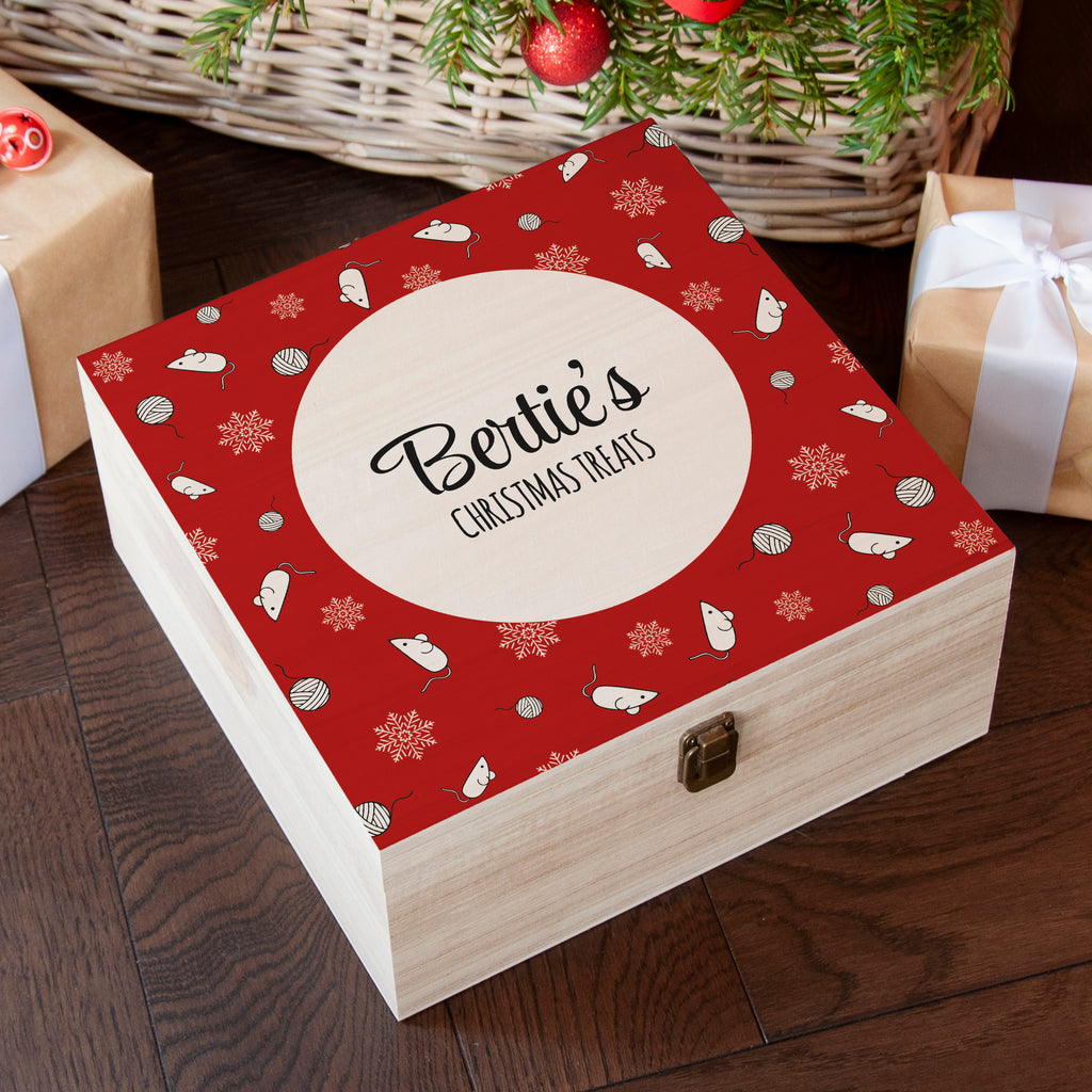 Personalised Cat Treats Christmas Box