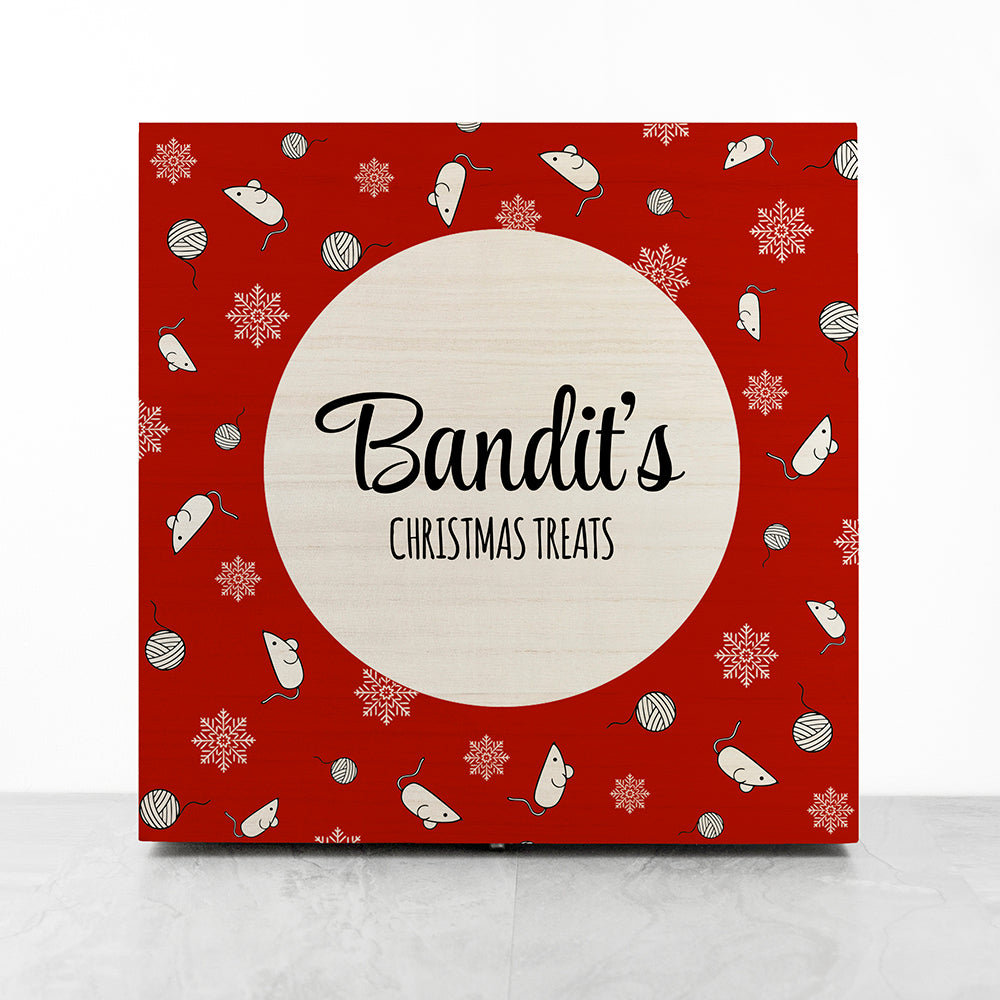 Personalised Cat Treats Christmas Box