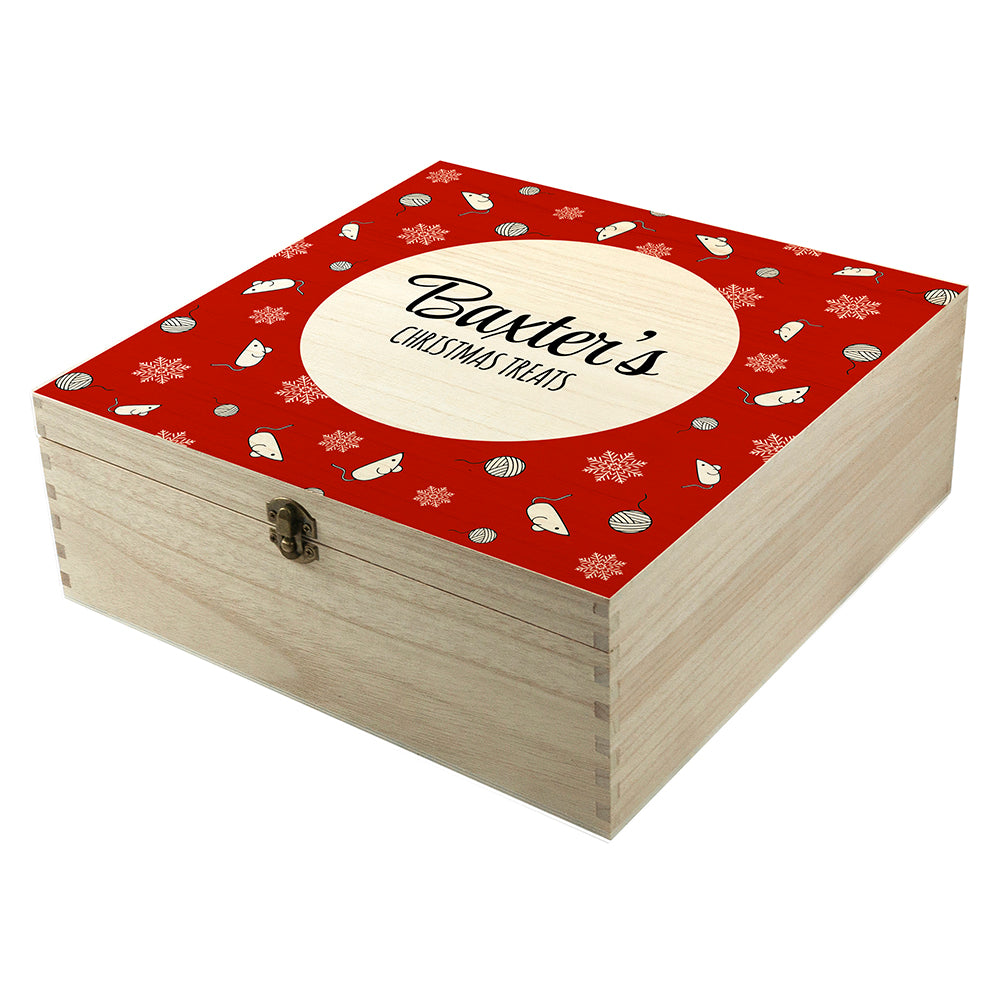 Personalised Cat Treats Christmas Box
