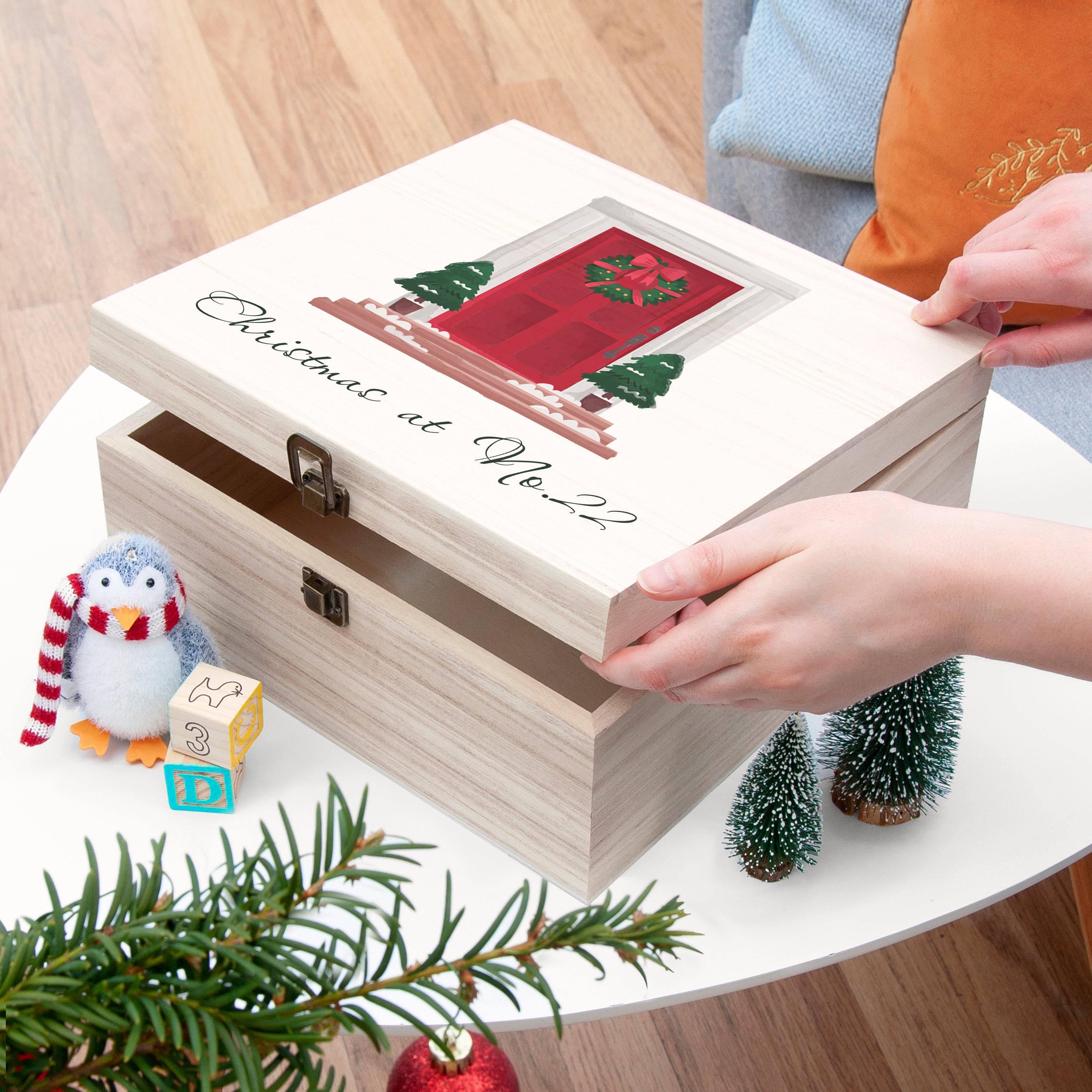 Personalised Festive Door Christmas Box - Large