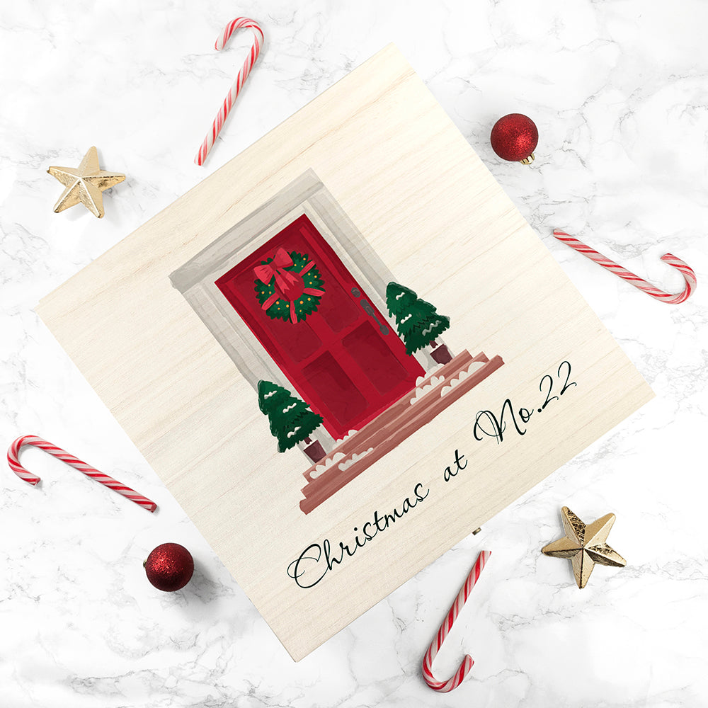 Personalised Festive Door Christmas Box - Large