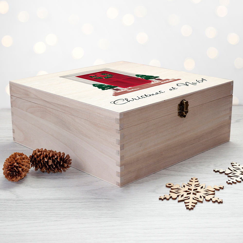 Personalised Festive Door Christmas Box - Large