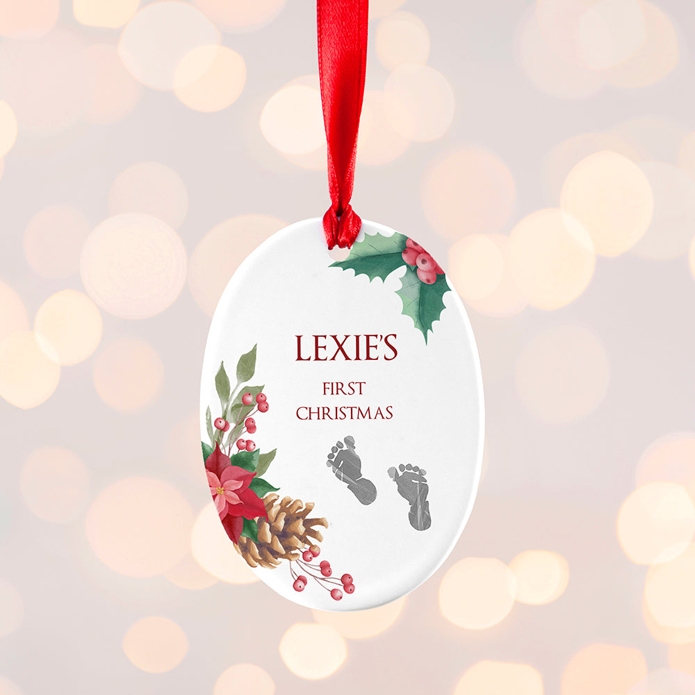 Personalised Baby's First Christmas Oval Ornament