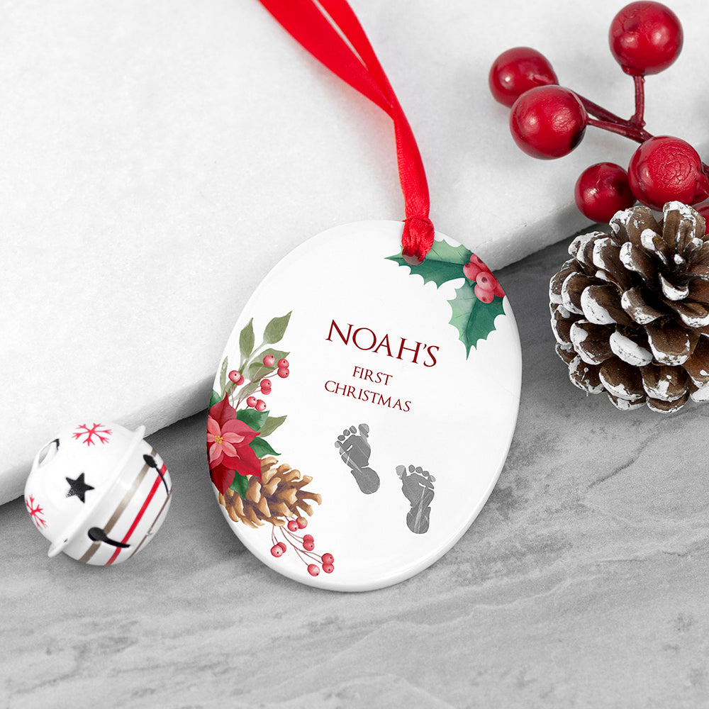 Personalised Baby's First Christmas Oval Ornament