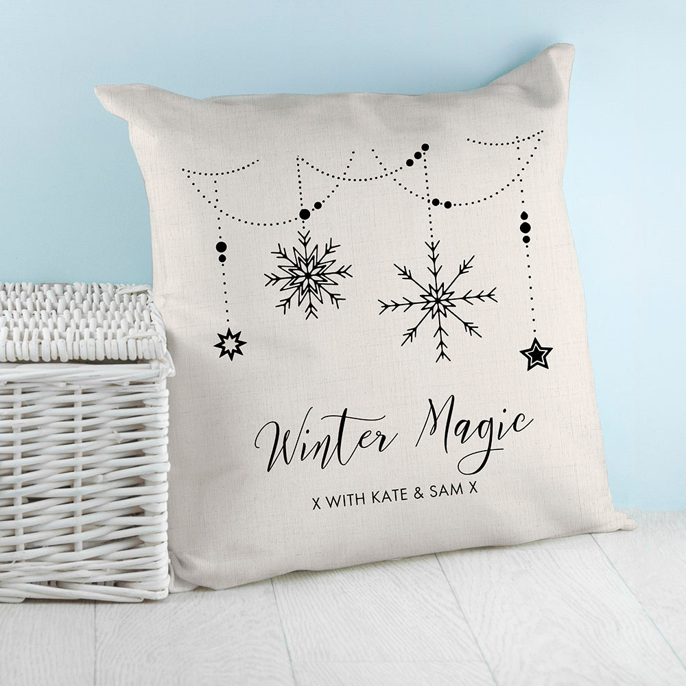 Personalised Winter Magic Cushion Cover