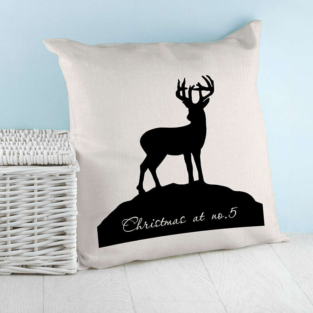 Personalised Reindeer Silhouette Cushion Cover