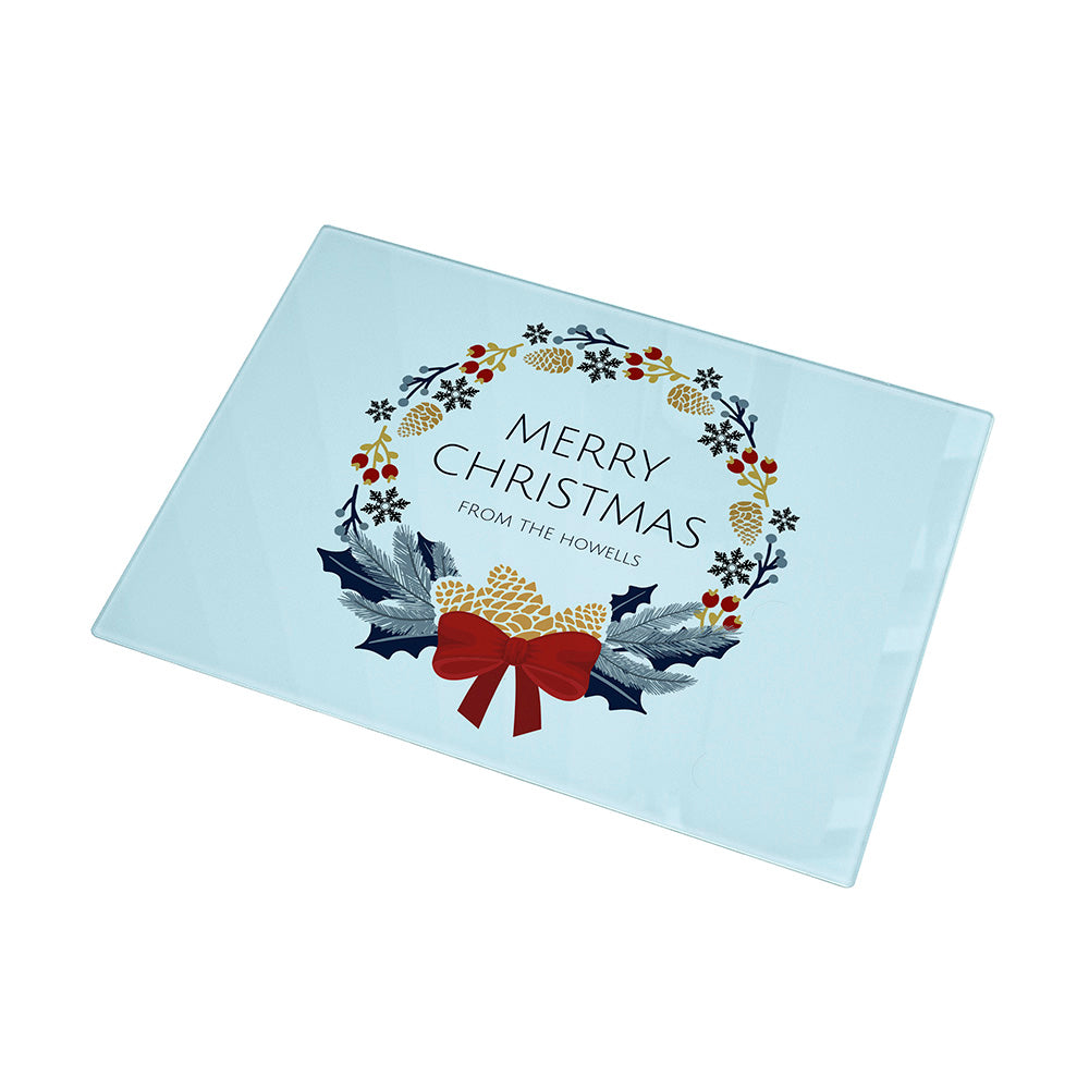 Personalised Nordic Wreath Rectangular Chopping Board