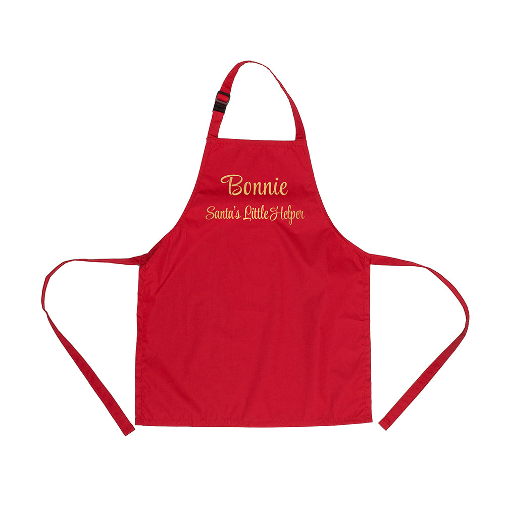 Personalised Santas Little Helper Childrens Red Waterproof Apron