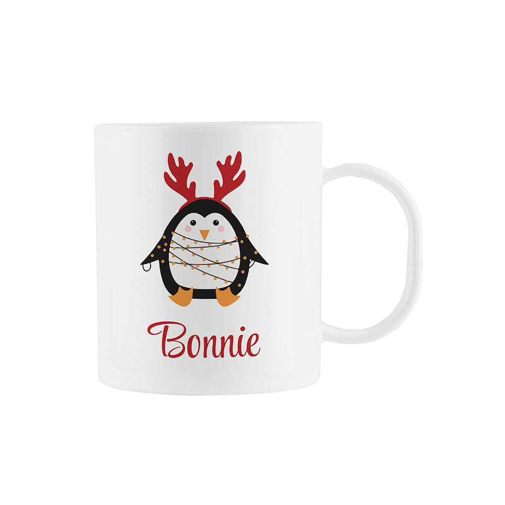 Personalised Christmas Penguin Kids Polymer Mug