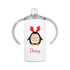 Personalised Christmas Penguin Kids Sippy Cup