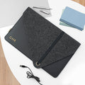 Monogrammed Black Vegan Apple Leather Laptop Sleeve - 13 inch
