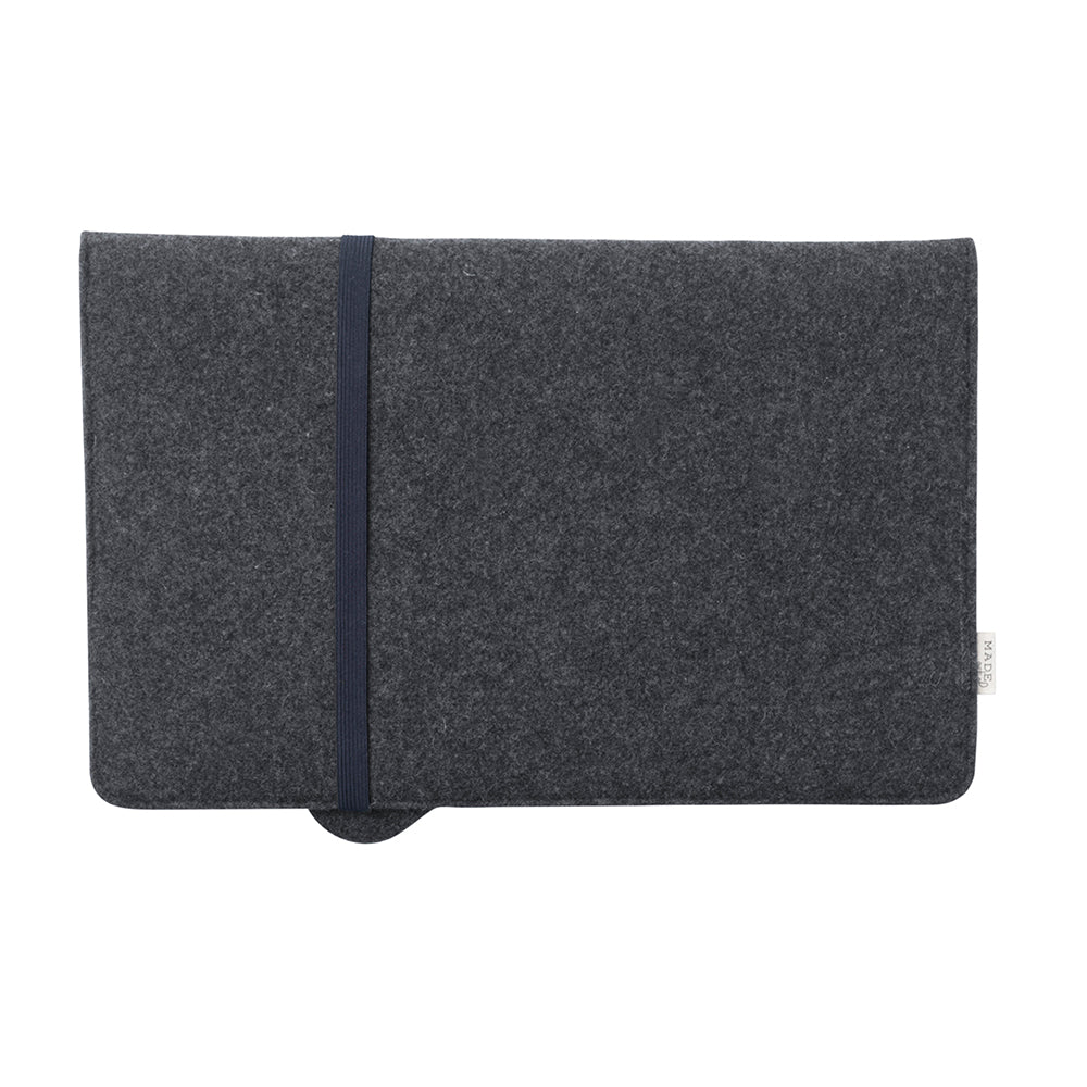 Monogrammed Black Vegan Apple Leather Laptop Sleeve - 13 inch