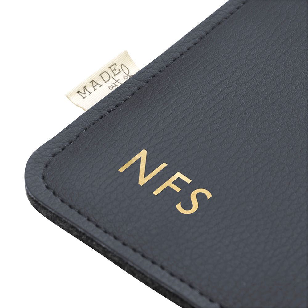 Monogrammed Black Vegan Apple Leather Laptop Sleeve - 13 inch