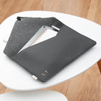 Monogrammed Black Vegan Apple Leather Laptop Sleeve - 13 inch